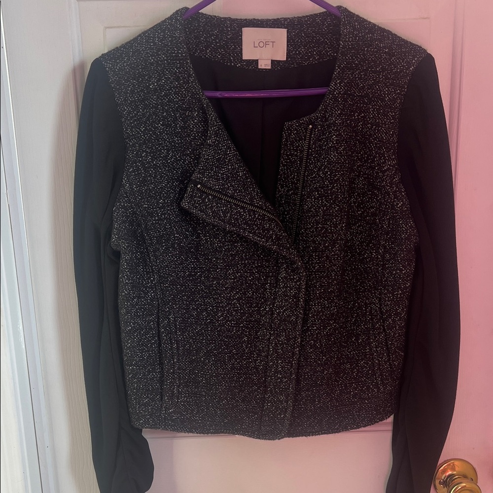 LOFT Tweed Black and Gray Blazer